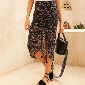 SOLD - Rebecca Minkoff Romy Ruched-Side Floral Midi Skirt